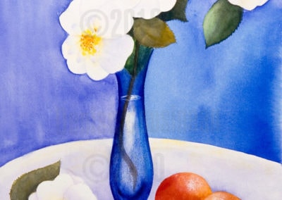 Four Camelias With Oranges